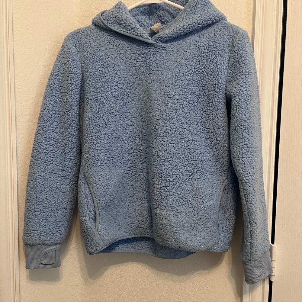 Athleta Girl XL Light Blue Sherpa Hooded Jacket